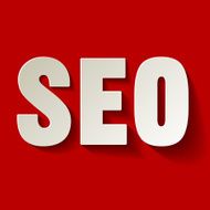 SEO symbol white on a red background