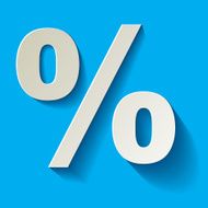 Percent white paper on a blue background