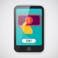 shopping money cash flat icon with long shadow eps10 N6