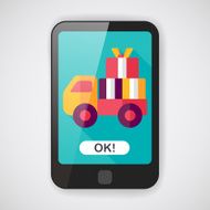 shopping freight transport flat icon with long shadow eps10 N2