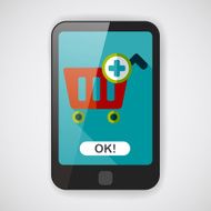 shopping cart flat icon with long shadow eps10 N5