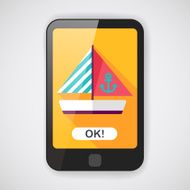 Sailboat flat icon with long shadow N2