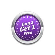 Buy 2 Get 1 Free Purple Circular Vector Button