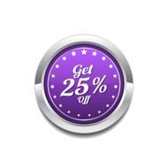 Get 25 Percent Purple Vector Icon Button