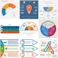 Set 9 templates Infographics cyclic processes Three positions