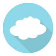 White paper cloud in flat style with long shadow