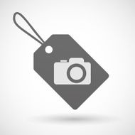 Shopping label icon with a photo camera
