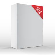 Photorealistic 3D Vector White Carton Box Sale Template Isolated