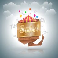 Sale banner origami gold