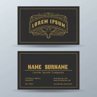 Clean simple linear monogram business card template