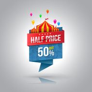Half price banner with circus
