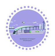 Development of Transport Infrastructure Icon Flat