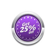 Get 25 Percent Purple Vector Icon Button N2