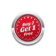 Buy 2 Get 1 Free Glossy Shiny Circular Vector Button