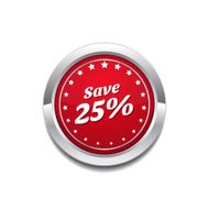 save 25 Percent Glossy Shiny Circular Vector Button