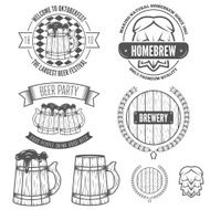 Set of vintage badge emblem or logotype elements for beer