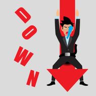 Businessman Falling Down With Arrow Graph Drop