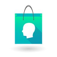 Blue shopping bag icon with a man head