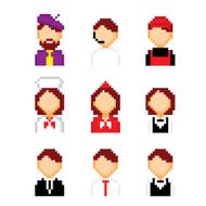 Profession pixels icons set Old school computer graphic style N4