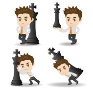 Business man push chess