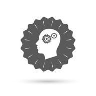 Head with gears sign icon Male human head