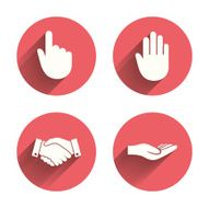 Hand icons Handshake and click here symbols N3