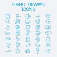Hand drawn line icons business management company infographic vector logo