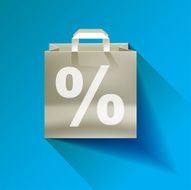 Paper bag white precent on a blue background