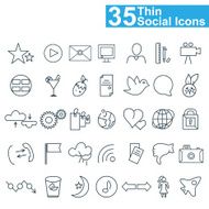 Social media and network outline icons