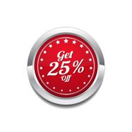 Get 25 Percent Red Vector Icon Button