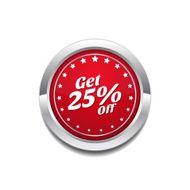 Get 25 Percent Red Vector Icon Button N2