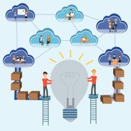 Cloud computing concept e-business Successful teamwork for the b