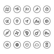 Different line style icons on circles set Technology