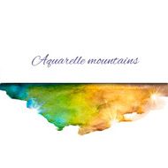Aquarelle mountains blue yellow