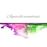 Aquarelle mountains green violet