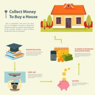 Collect money to buy a house Vector illustration