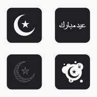Vector modern eid mubarak icons set N3
