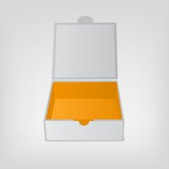 Gray squared box orange color inside Open box mockup