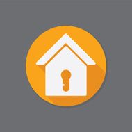 Symbol home with orange color background and vector design