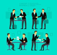 Two businessman negotiate and sign a paper Shake hands greeted