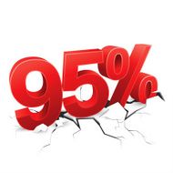 95 percent discount breaks ground on white background