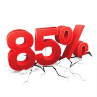 85 percent discount breaks ground on white background
