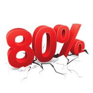 80 percent discount breaks ground on white background