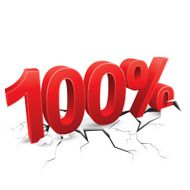 100 percent discount breaks ground on white background