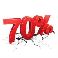 70 percent discount breaks ground on white background