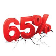 65 percent discount breaks ground on white background