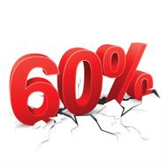 60 percent discount breaks ground on white background