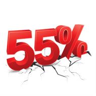 55 percent discount breaks ground on white background