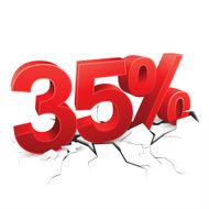 35 percent discount breaks ground on white background