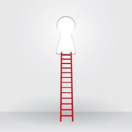 Red ladder up to the key hole success Business